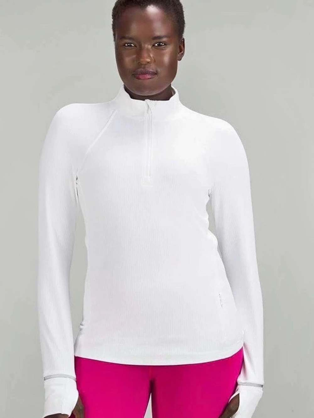 lululemon Define Jacket White Ribbed Half-Zip Jacket Size 6 Like New
